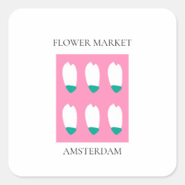 Flower Market - Amsterdam Vierkante Sticker