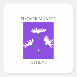 Flower Market - Athens Vierkante Sticker
