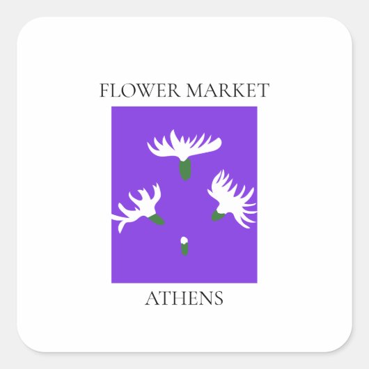 Flower Market - Athens Vierkante Sticker (Voorkant)