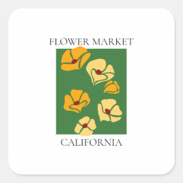 Flower Market - California Vierkante Sticker