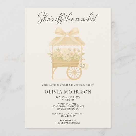 Flower Market Coquette Bow QR Code Bridal Shower Kaart (Voorkant)