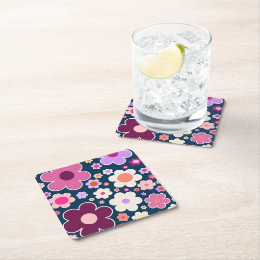 Flower Market London Vinatge Abstracte Flowers Kartonnen Onderzetters (Insitu)