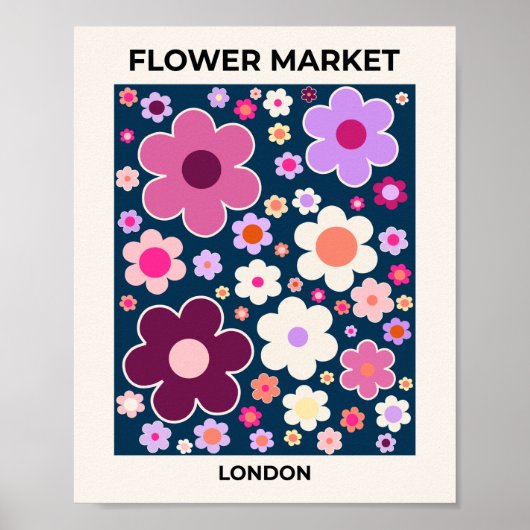 Flower Market London Vinatge Abstracte Flowers Poster (Voorkant)