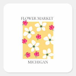 Flower Market - Michigan Vierkante Sticker