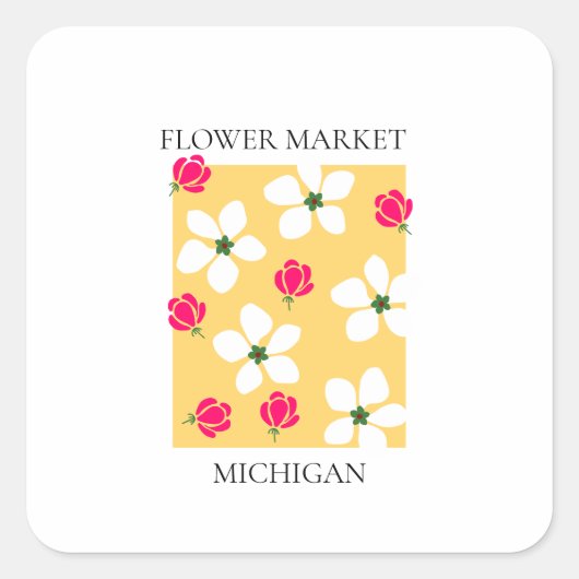 Flower Market - Michigan Vierkante Sticker (Voorkant)