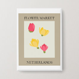 Flower Market - Netherlands Button
