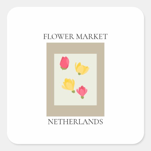 Flower Market - Netherlands Vierkante Sticker (Voorkant)