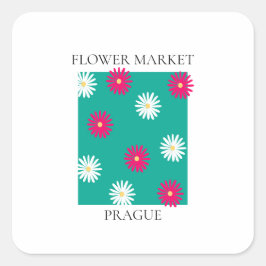 Flower Market - Prague Vierkante Sticker