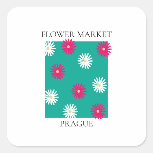 Flower Market - Prague Vierkante Sticker (Voorkant)