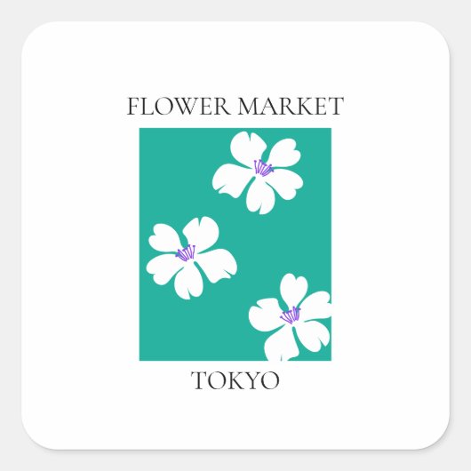 Flower Market - Tokyo Vierkante Sticker (Voorkant)