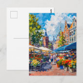 Flower Market with Historic Buildings Fantasy Pain Briefkaart (Voorkant / Achterkant)