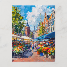 Flower Market with Historic Buildings Fantasy Pain Briefkaart