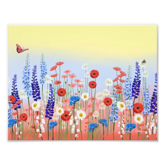Flower meadow garden wall art poster  (Voorkant)