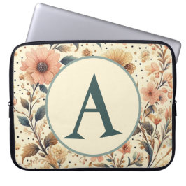 Flower Medley: Aangepast Initiaal Laptop Sleeve