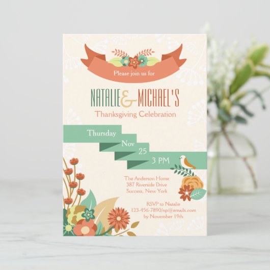 Flower Medley Invitation Kaart (Staand voorkant)