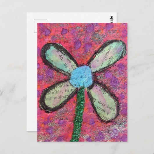 Flower Mixed Media Collage Briefkaart (Voorkant / Achterkant)