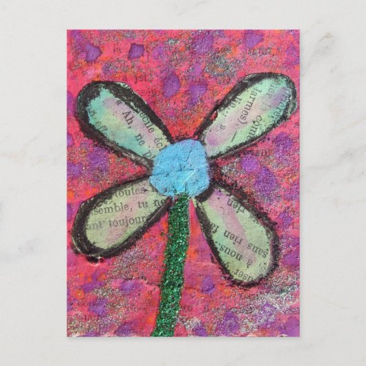 Flower Mixed Media Collage Briefkaart (Voorkant)