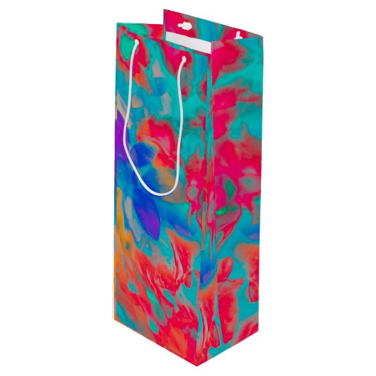 flower Movement Wine Gift Bag Wijn Cadeautas (Voorkant Gekanteld)