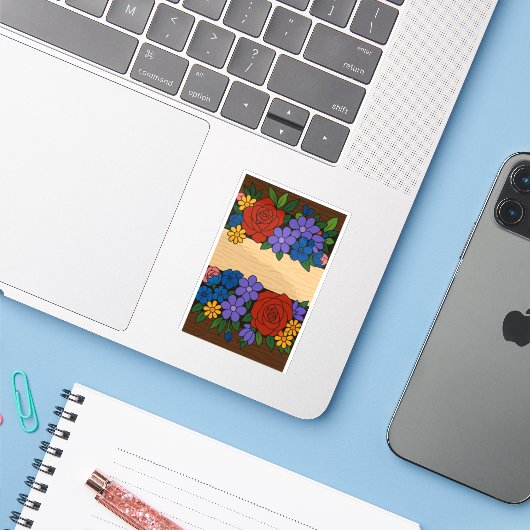 Flower name label (Laptop met iPhone)