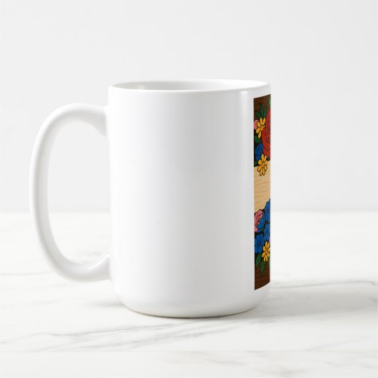 Flower name label koffiemok (Links)