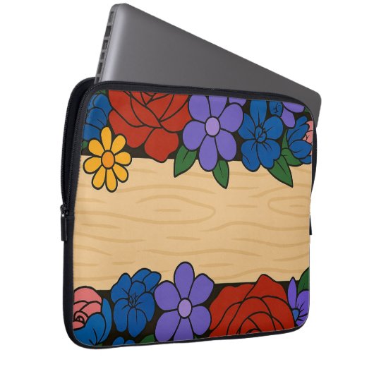 Flower name label laptop sleeve (Voorkant Rechts)