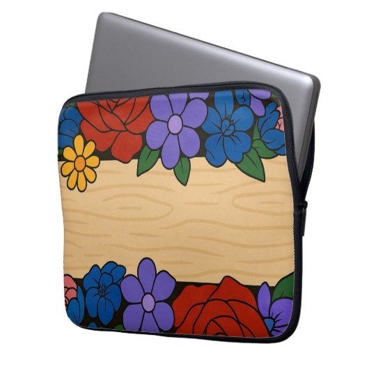 Flower name label laptop sleeve (Voorkant Links)