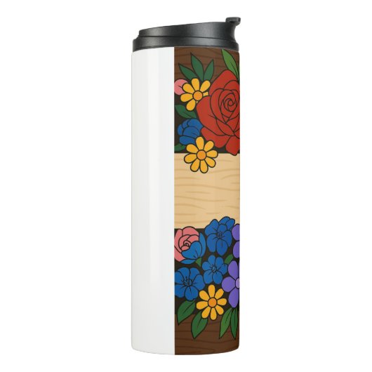 Flower name label thermosbeker (Gedraaid links)