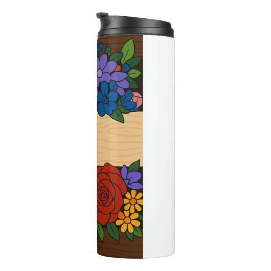 Flower name label thermosbeker (Geroteerd rechts)