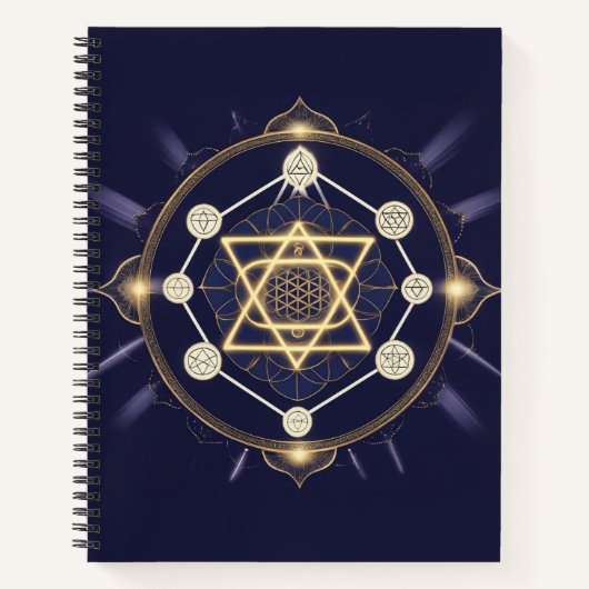 Flower of Infinity — Sacred Geometry Celestial Notitieboek (Voorkant)