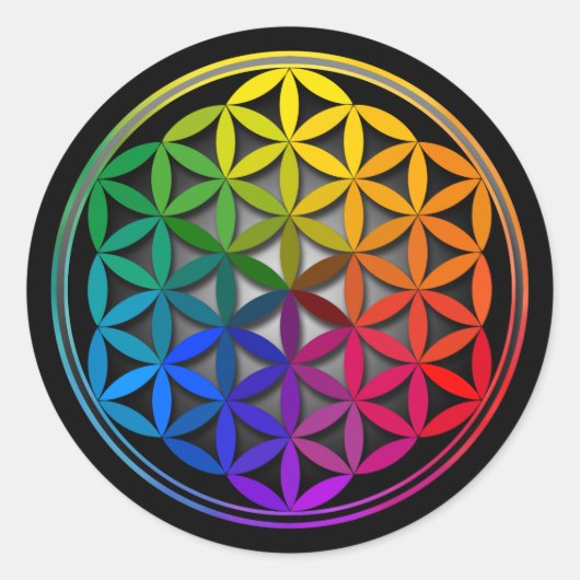flower of life1 ronde sticker (Voorkant)