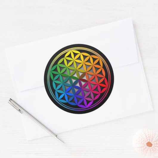 flower of life1 ronde sticker (Envelop)