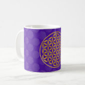 Flower Of Life 1 - Gold stamp | violet pattern Koffiemok (Voorkant links)