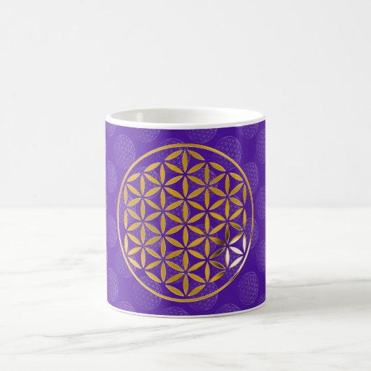 Flower Of Life 1 - Gold stamp | violet pattern Koffiemok (Center)