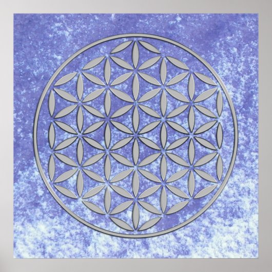 Flower OF Life 2 - silver stamp Poster (Voorkant)