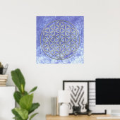 Flower OF Life 2 - silver stamp Poster (Thuiskantoor)