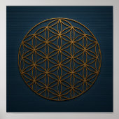 Flower of Life Blauw Bronzen Poster (Voorkant)