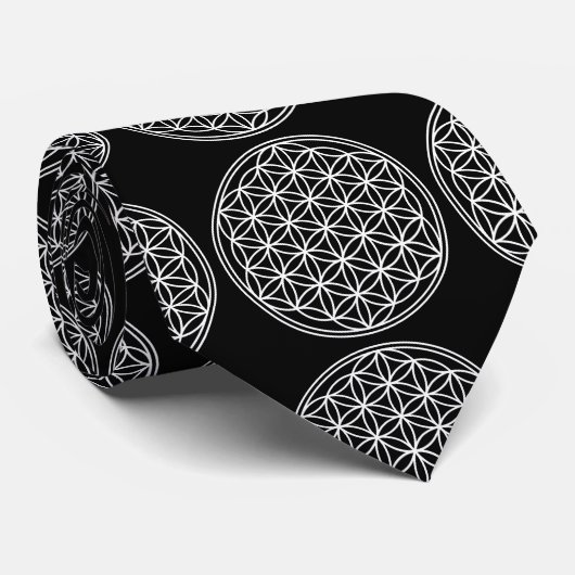 Flower of Life / Blume des Lebens - massief wit Stropdas (Opgerold)