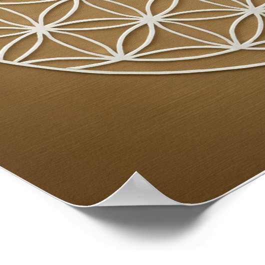 Flower of Life Bronze Wit Poster (Hoek)