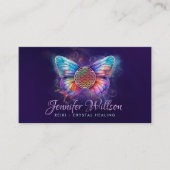 Flower of life Butterfly - Kleurrijke energiestroo Visitekaartje (Voorkant)