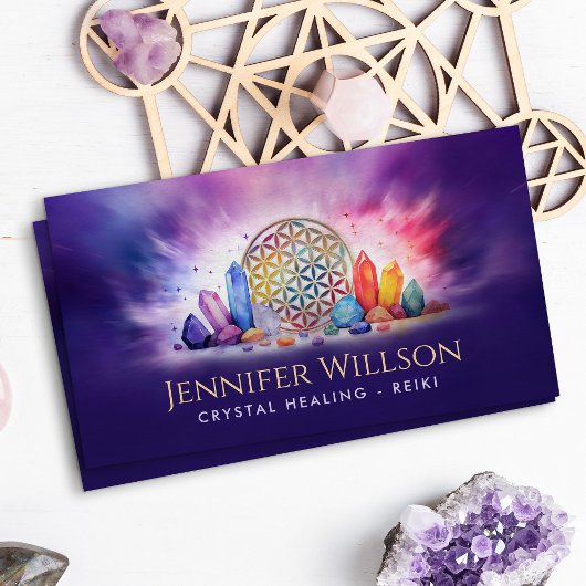 Flower of Life Crystal Healing Visitekaartje