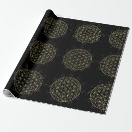 Flower of Life Elegante zwart en gouden occulte he Cadeaupapier