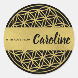 Flower of life gepersonaliseerde stickers goud & z