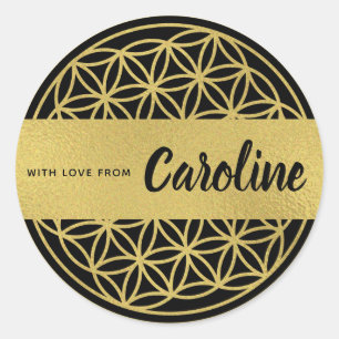 Flower of life gepersonaliseerde stickers goud & z