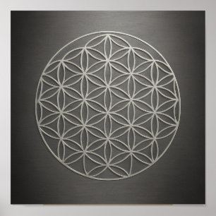 Flower of Life Grey Pewter Poster