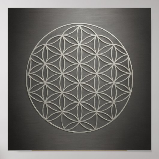 Flower of Life Grey Pewter Poster (Voorkant)