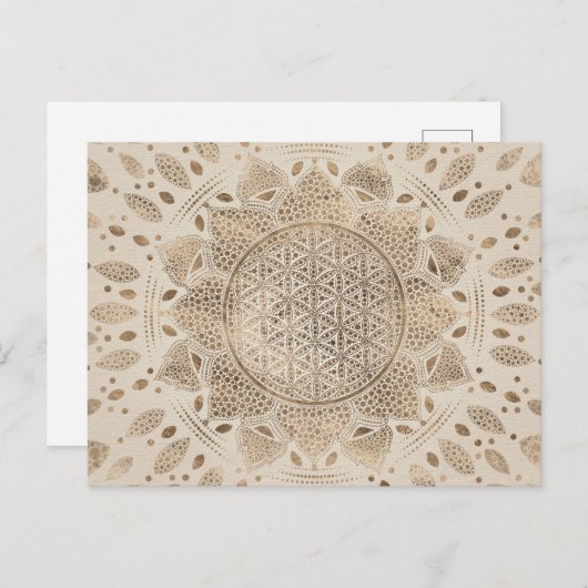 Flower of Life in Lotus Dot Art pastel golds Briefkaart (Voorkant / Achterkant)