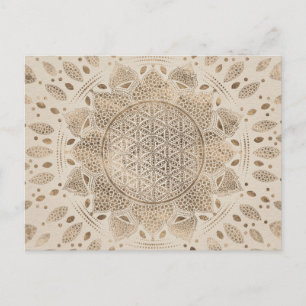 Flower of Life in Lotus Dot Art pastel golds Briefkaart