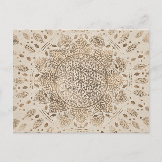 Flower of Life in Lotus Dot Art pastel golds Briefkaart (Voorkant)