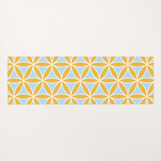 Flower of Life LG Pattern Sinaasappel Wit & Blauw Yogamat (Achterkant (horizontaal))