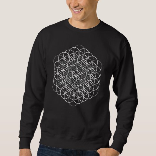 Flower of Life Metatron Sacred Geometry Grunge Aes Trui (Voorkant)